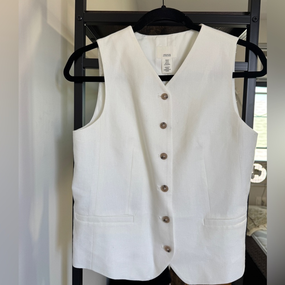 H&M Cream Linen Blend Vest